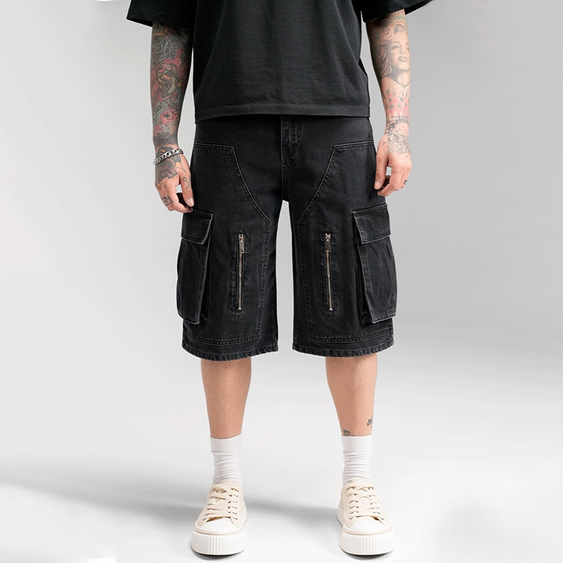 Cargo Pocket Men Street Style Denim Shorts denim shorts men
